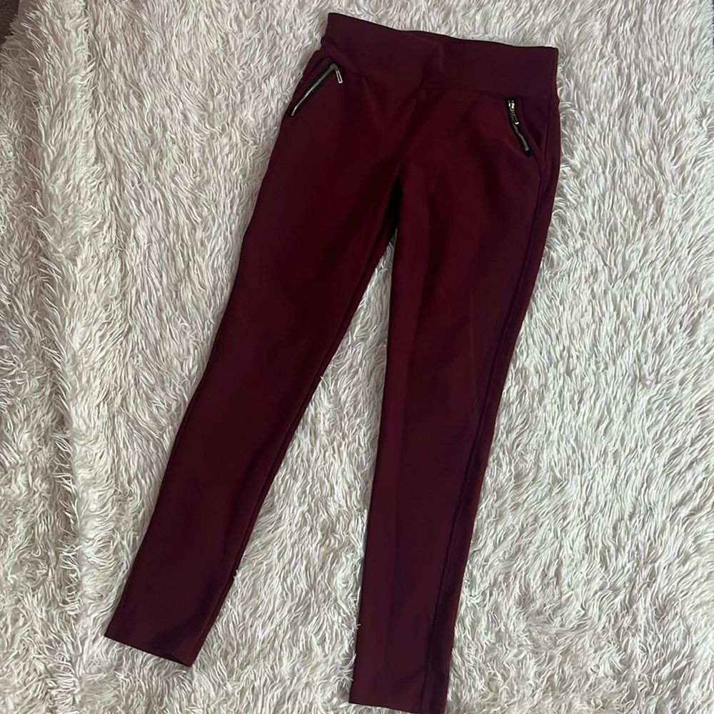 Burgundy Dress Stretchy Pants